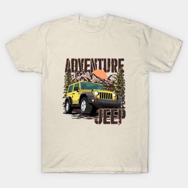 Retro Jeep Adventure T-Shirt by Leopards